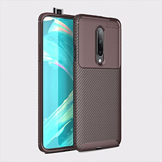 Silicone Candy Rubber TPU Twill Soft Case Cover S01 for OnePlus 7 Pro Brown