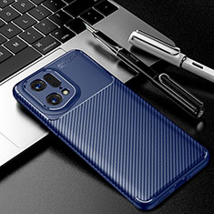 Silicone Candy Rubber TPU Twill Soft Case Cover S01 for Oppo Find X5 Pro 5G Blue