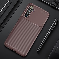 Silicone Candy Rubber TPU Twill Soft Case Cover S01 for Oppo K5 Brown