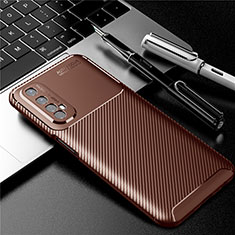 Silicone Candy Rubber TPU Twill Soft Case Cover S01 for Realme Narzo 30 4G Brown