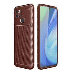 Silicone Candy Rubber TPU Twill Soft Case Cover S01 for Realme V3 5G Brown