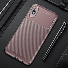 Silicone Candy Rubber TPU Twill Soft Case Cover S01 for Samsung Galaxy A10e Brown