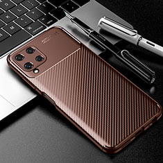 Silicone Candy Rubber TPU Twill Soft Case Cover S01 for Samsung Galaxy A22 4G Brown