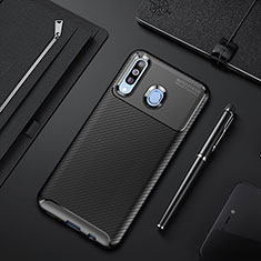 Silicone Candy Rubber TPU Twill Soft Case Cover S01 for Samsung Galaxy A40s Black