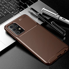 Silicone Candy Rubber TPU Twill Soft Case Cover S01 for Samsung Galaxy A52s 5G Brown