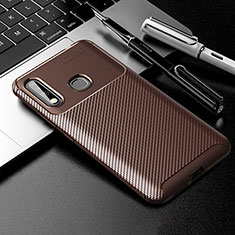 Silicone Candy Rubber TPU Twill Soft Case Cover S01 for Samsung Galaxy A70E Brown