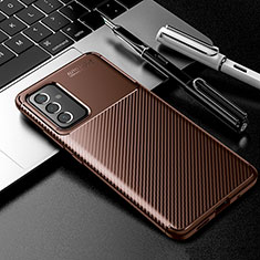 Silicone Candy Rubber TPU Twill Soft Case Cover S01 for Samsung Galaxy F34 5G Brown