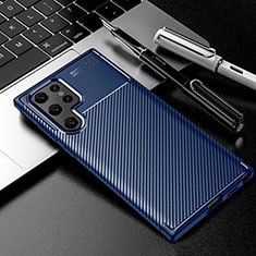 Silicone Candy Rubber TPU Twill Soft Case Cover S01 for Samsung Galaxy S24 Ultra 5G Blue