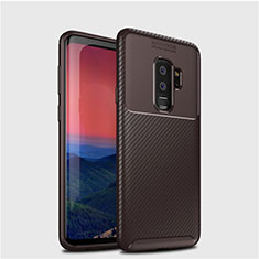 Silicone Candy Rubber TPU Twill Soft Case Cover S01 for Samsung Galaxy S9 Plus Brown