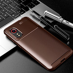 Silicone Candy Rubber TPU Twill Soft Case Cover S01 for Samsung Galaxy XCover 5 SM-G525F Brown