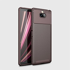 Silicone Candy Rubber TPU Twill Soft Case Cover S01 for Sony Xperia 10 Brown
