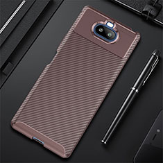 Silicone Candy Rubber TPU Twill Soft Case Cover S01 for Sony Xperia 8 Brown