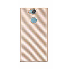 Silicone Candy Rubber TPU Twill Soft Case Cover S01 for Sony Xperia XA2 Ultra Gold