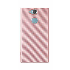 Silicone Candy Rubber TPU Twill Soft Case Cover S01 for Sony Xperia XA2 Ultra Rose Gold