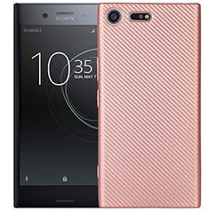 Silicone Candy Rubber TPU Twill Soft Case Cover S01 for Sony Xperia XZ1 Compact Rose Gold