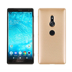 Silicone Candy Rubber TPU Twill Soft Case Cover S01 for Sony Xperia XZ2 Gold