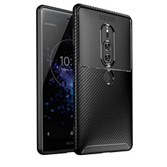 Silicone Candy Rubber TPU Twill Soft Case Cover S01 for Sony Xperia XZ2 Premium Black