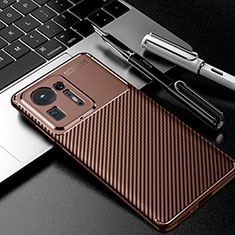 Silicone Candy Rubber TPU Twill Soft Case Cover S01 for Xiaomi Mi Mix 4 5G Brown
