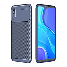 Silicone Candy Rubber TPU Twill Soft Case Cover S01 for Xiaomi Redmi 9AT Blue