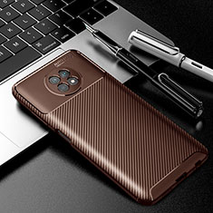 Silicone Candy Rubber TPU Twill Soft Case Cover S01 for Xiaomi Redmi Note 9T 5G Brown