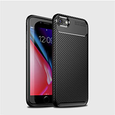 Silicone Candy Rubber TPU Twill Soft Case Cover S02 for Apple iPhone 7 Black