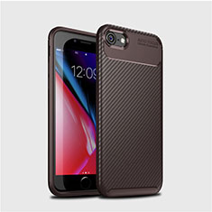 Silicone Candy Rubber TPU Twill Soft Case Cover S02 for Apple iPhone 8 Brown