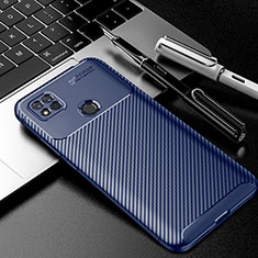 Silicone Candy Rubber TPU Twill Soft Case Cover S02 for Xiaomi Redmi 9C NFC Blue