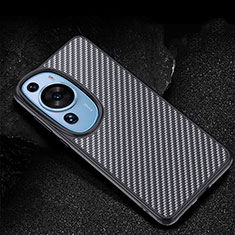 Silicone Candy Rubber TPU Twill Soft Case Cover T01 for Huawei P60 Art Black