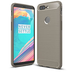 Silicone Candy Rubber TPU Twill Soft Case Cover T01 for OnePlus 5T A5010 Dark Gray