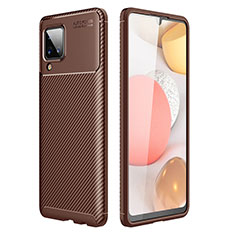 Silicone Candy Rubber TPU Twill Soft Case Cover WL1 for Samsung Galaxy A12 Nacho Brown