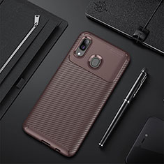 Silicone Candy Rubber TPU Twill Soft Case Cover WL1 for Samsung Galaxy A40 Brown