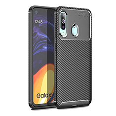 Silicone Candy Rubber TPU Twill Soft Case Cover WL1 for Samsung Galaxy A60 Black