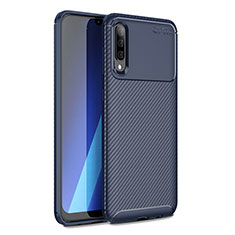 Silicone Candy Rubber TPU Twill Soft Case Cover WL1 for Samsung Galaxy A70S Blue