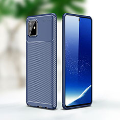 Silicone Candy Rubber TPU Twill Soft Case Cover WL1 for Samsung Galaxy A81 Blue