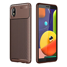 Silicone Candy Rubber TPU Twill Soft Case Cover WL1 for Samsung Galaxy M01 Core Brown