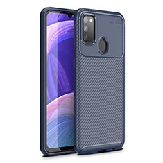 Silicone Candy Rubber TPU Twill Soft Case Cover WL1 for Samsung Galaxy M30s Blue