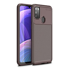 Silicone Candy Rubber TPU Twill Soft Case Cover WL1 for Samsung Galaxy M30s Brown