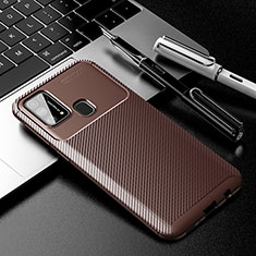 Silicone Candy Rubber TPU Twill Soft Case Cover WL1 for Samsung Galaxy M31 Brown