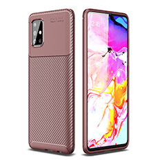 Silicone Candy Rubber TPU Twill Soft Case Cover WL1 for Samsung Galaxy M40S Brown