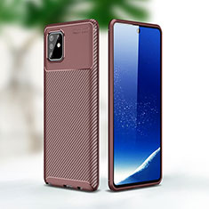 Silicone Candy Rubber TPU Twill Soft Case Cover WL1 for Samsung Galaxy M60s Brown