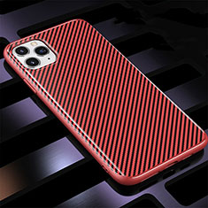 Silicone Candy Rubber TPU Twill Soft Case Cover Y01 for Apple iPhone 11 Pro Red