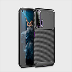 Silicone Candy Rubber TPU Twill Soft Case Cover Y01 for Huawei Honor 20 Pro Black
