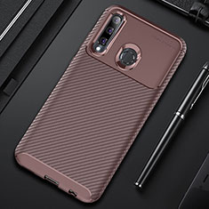 Silicone Candy Rubber TPU Twill Soft Case Cover Y01 for Huawei Honor 20E Brown