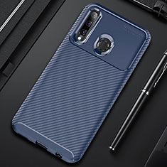 Silicone Candy Rubber TPU Twill Soft Case Cover Y01 for Huawei Honor 20i Blue