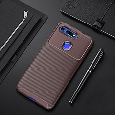 Silicone Candy Rubber TPU Twill Soft Case Cover Y01 for Huawei Honor View 20 Brown