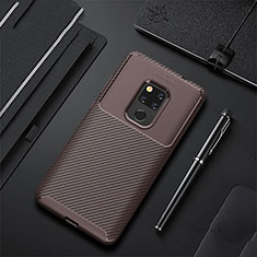 Silicone Candy Rubber TPU Twill Soft Case Cover Y01 for Huawei Mate 20 Brown