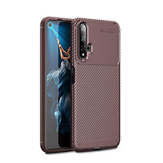 Silicone Candy Rubber TPU Twill Soft Case Cover Y01 for Huawei Nova 5T Brown