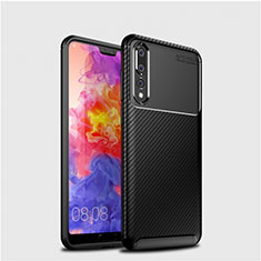 Silicone Candy Rubber TPU Twill Soft Case Cover Y01 for Huawei P20 Pro Black