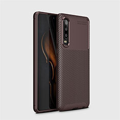 Silicone Candy Rubber TPU Twill Soft Case Cover Y01 for Huawei P30 Brown
