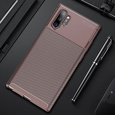 Silicone Candy Rubber TPU Twill Soft Case Cover Y01 for Samsung Galaxy Note 10 Plus Brown